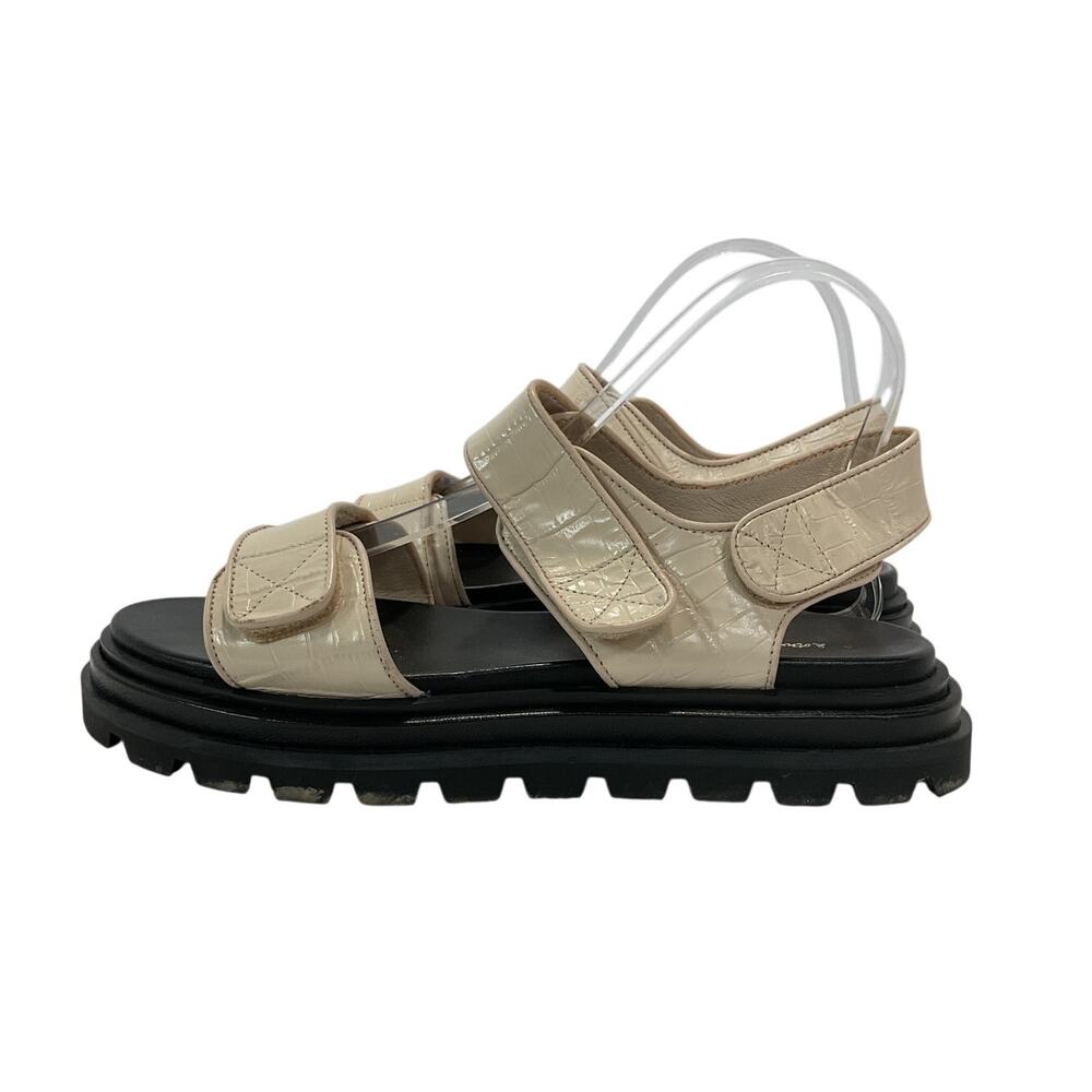 & Other Stories Croc Embossed Cream Platform Strap Sandals Size 9
